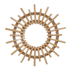 Rattan Round Makeup Mirror Innovative Art Decor Dressing Bathroom Wall Hanging