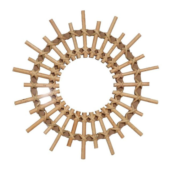 Rattan Round Makeup Mirror Innovative Art Decor Dressing Bathroom Wall Hanging