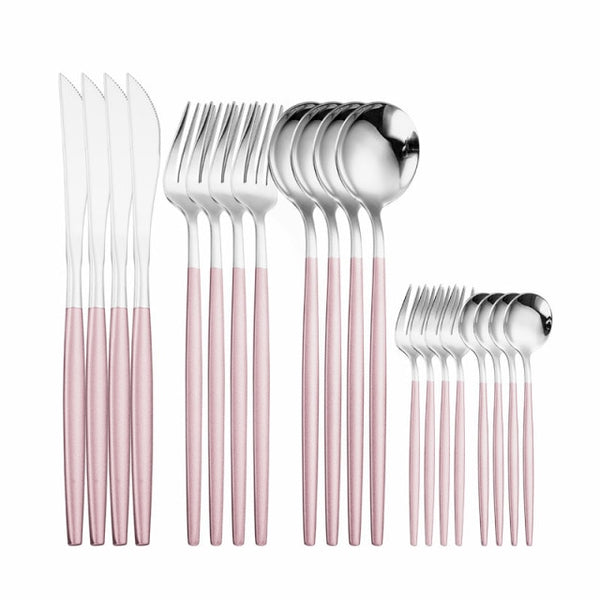 Stainless Steel Cutlery Set 20 PcsTableware Dinner Sets Spoon Fork Knife Dish Set Dinnerware White Gold Flatware luxury Kitchen