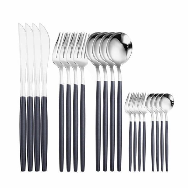 Stainless Steel Cutlery Set 20 PcsTableware Dinner Sets Spoon Fork Knife Dish Set Dinnerware White Gold Flatware luxury Kitchen