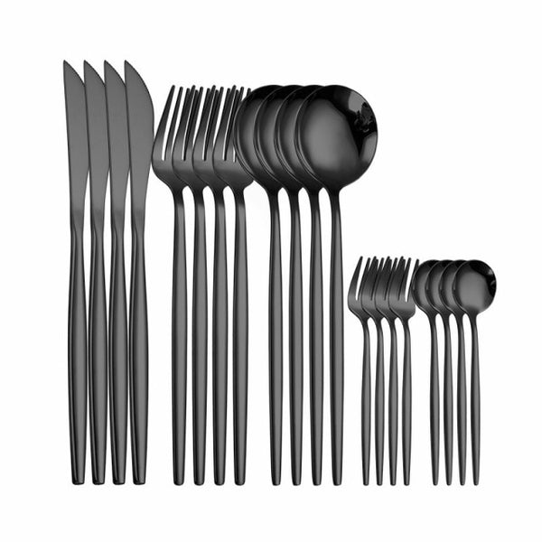 Stainless Steel Cutlery Set 20 PcsTableware Dinner Sets Spoon Fork Knife Dish Set Dinnerware White Gold Flatware luxury Kitchen