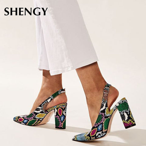 Multi Snake Skin Print Heels